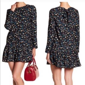 Philosophy floral drop hem dress with bow on neck